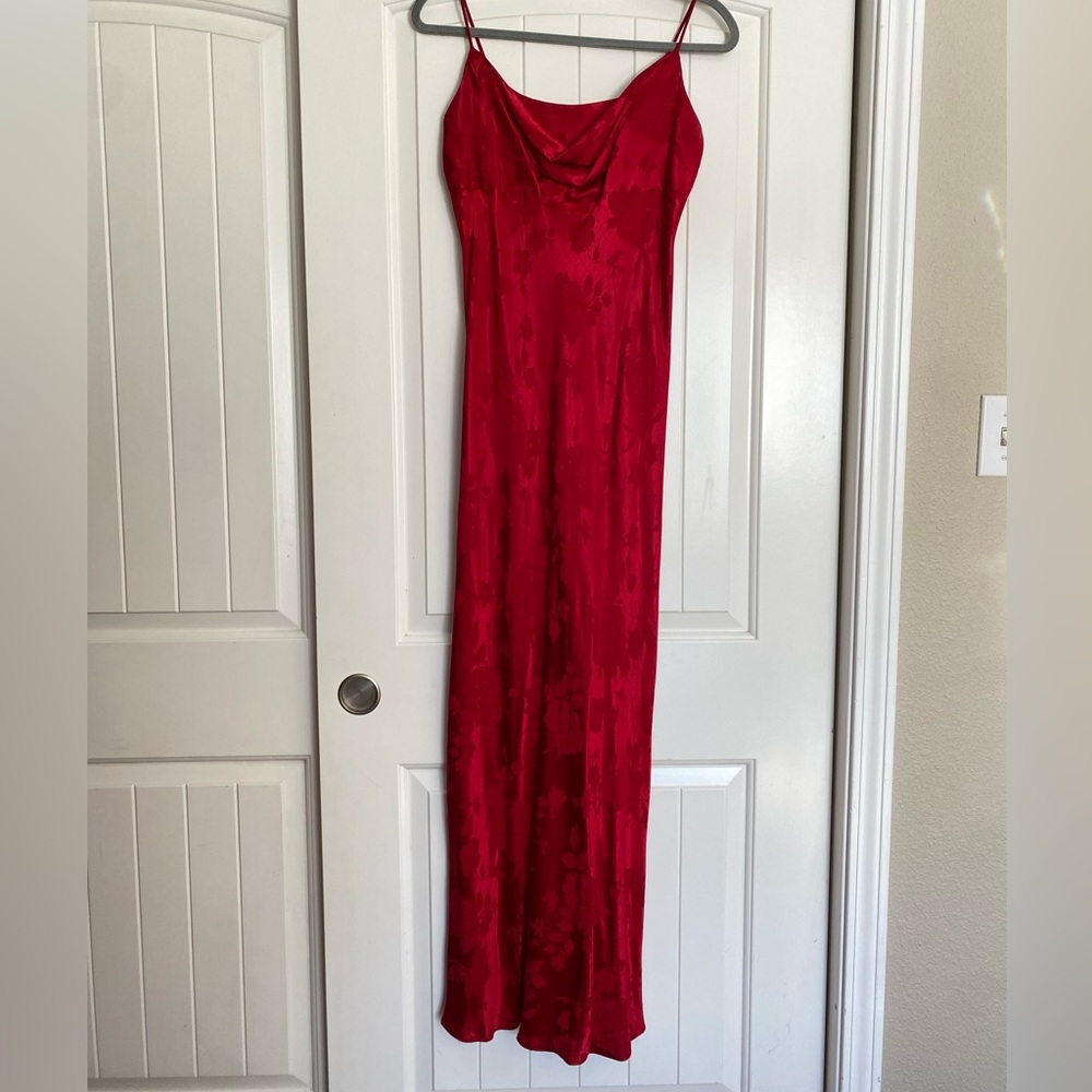 Vintage Red Silk Floral Dress